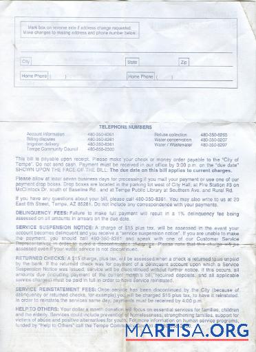 Realistic USA Arizona water utility bill 2 pages 2 real example